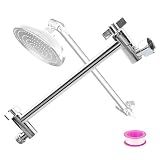 Adjustable Shower Head Extension Arm 9 Inch,Shower Arm Extension with Angle & Height Adjustment,All Metal Shower Head Extender G1/2 Universal Connector, Chrome Finish