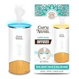 GuruNanda Calm Aura Essential Oil Diffuser, Sleek Modern Corded Electric Aromatherapy Diffuser with Turbo & Mist Modes, Auto Shut-Off Safety, Covers 250 Sq Ft, White, 100 ml