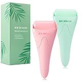 2 Pack Ice Roller for Face and Body Massage, Facial Roller Skin Care Tool for Reduce Wrinkles and Puffiness, Migraine Pain Relief and Skin Tighten, Cold Therapy for Cooling and Calming.(Pink+Green)