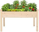 Outvita Raised Garden Bed, 48x23x30 Inch Elevated Wooden Planter Box with Legs, Natural Wood Standing Growing Bed for Herbs Flowers Vegetables, Ideal for Backyard Patio Balcony Outdoor Garden