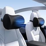 Wigoo 2026 Upgrade Car Neck Pillow [No More Pressure, Odorless] Soft Car Headrest Pillow with Adjustable Strap Removable Cover 100% Memory Foam, Fits All Vehicles (Black 2-Pack)