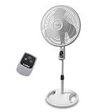 Lasko Oscillating Adjustable Pedestal Stand Fan with Timer and Remote for Indoor, Bedroom, Living Room, Home Office & College Dorm Use, 16 Inch, White, 1646