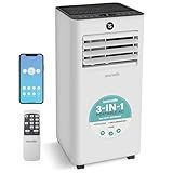SereneLife SLPAC83W Portable Air Conditioner-8000 Capacity (ASHRAE) Compact Home A/C Cooling Unit Only with Wifi Function, Includes Window Mount Kit (White), 8,000 BTU