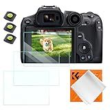 K&F CONCEPT 3pcs Screen Protector Compatible with Canon EOS R6 II/R6/R7 Camera & Hot Shoe Cover, Ultra Clear Tempered Glass Screen Protector, Anti Scratch Bubble Free Ultra Resistant