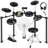 Fesley Electric Drum Set: 5 Drums 3 Cymbals with 4 Quiet Mesh Drum Pads, Electronic Drum Set for Beginner Adult, E Drum Kit with Drum Throne, Headphone, Drumsticks, USB MIDI, Intelligent Sound Module