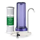 iSpring CKC1C Countertop Drinking Water Filtration System with Carbon Filter, 2.5" x 10", Clear