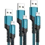 JSAUX Micro USB Charger Cable, (3-Pack 3.3ft+6.6ft+10ft) Android Charger Micro USB to USB A Nylon Braided Cord Compatible with Samsung Galaxy S6 S7 Edge Note 5, Kindle and More-Green
