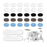 VixxNoxx 32 Pieces Silicone Drum Dampener Gel Pads for Tone Control
