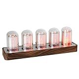 ClocTeck Nixie Tube Clock with Wi-Fi SYNC, Alarm & Timer, 12/24H Display, No Assembly Required - A Retro Gift for Friends (Wood Grain)