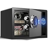 Grimtron Smart Biometric Safe - (0.80 cu. ft.) Fingerprint Lock Box with Silent Mode, Backlit Keypad and LED Light, Small Caja Fuerte with Anti-Rust and Anti-Theft