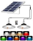 VIODAIM 7000LM Solar Shed Lights with Remote and Timer, Motion Sensor Solar Light Indoor Outdoor, 9 Color & 5 Modes, IP65 Waterproof for Garage, Barn, and Chicken Coop - 1 Pack