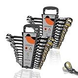 SUZUME 24-Piece Metric and SAE Flex Head Ratcheting Wrench Set 72 Teeth Cr-V Steel Ratcheting Wrench Set with 180° Flex Head Ratchet Wrenches Set For Auto,Machine Repair