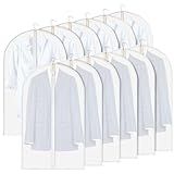 12 Pack Garment Bags for Hanging Clothes, Zippered Suit Bags for Travel, Translucent Clothing Covers (23'' x 39'')