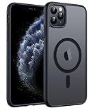 FNTCASE for iPhone 11 Pro Case: [Compatible with Magsafe] Translucent Matte Magnetic Phone Cover - Military Grade Drop Protection Shockproof Protective for iPhone 11Pro 2019 Cases - Black