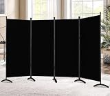 Room Divider-Folding Privacy Screens, 6 ft Partition Room Dividers Wall for Separation, Home, Office, Classroom, Studio (Black, 4 Panel)