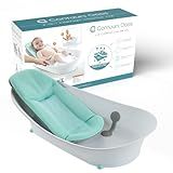 Contours Oasis 4-in-1 Comfort Cushion Baby Bath Tub, Infant Bathtub Seat, Supportive for Newborns and Toddlers 0-24 Months, Grow with Me Design, Plush Quick Dry Mesh Pad, Easy to Clean, Blue/White