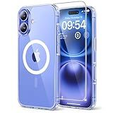 TAURI 3 in 1 for iPhone 16 Case, Compatible with MagSafe, with 2X Screen Protectors, Anti-Yellowing Military-Grade Protection, Shockproof Slim Magnetic Phone Case for iPhone 16 6.1", Clear