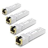 QINIYEK 4-Pack 10G SFP+ to RJ45 Module | 10Gbase-T Transceiver Compatible with Cisco, Ubiquiti, TP-Link, Meraki, Netgear and Open switches | CAT6a/7, 30m/98.4ft Transmission