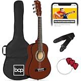 Best Choice Products 30in Kids Acoustic Guitar, All-in-One Beginner Starter Kit w/Strap, Case, Extra Strings, Rosette Inlay - Mahogany Stain