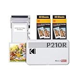 KODAK Mini 2 Retro 4PASS Portable Photo Printer, 2.1x3.4 inches, 68 Sheets Bundle, White