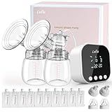 Lulia Double Electric Breast Pump, Breastfeeding Pump 4 Modes & 9 Levels, Low Noise, Anti-Backflow & LED Display, BPA Free, Portable Breast Pumps with 10 Breastmilk Storage Bags and 24mm Flange