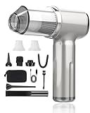 Treayes Handheld Car Vacuum Cleaner High Power,4-in-1 Small Portable Mini Cordless Brushless Motor Cleaner with 22000pa Suction Power & Air Duster,Type-C Charge,Cleaner for Home,Car(Dark Silver)