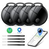 Air Tracker Tags-4 Pack: Smart Bluetooth Tracker, Compatible with Apple Find My APP (iOS Only) Replaceable Battery, IP67 Waterproof, Suitable for Luggage, Wallets, Backpacks, Keys Tracking Tag, Black