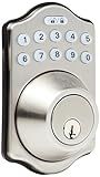 Amazon Basics Electronic Keypad Deadbolt Door Lock with Auto Lock, Customizable User Codes, One-time Codes, Touch-Control Keyless Entry, Traditional, Satin Nickel, 1-Pack