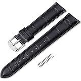 iStrap Leather Watch band Alligator Grain Calfskin Replacement Strap Stainless Steel Buckle Bracelet for Men Women-18mm 19mm 20mm 21mm 22mm 24mm-Black Brown
