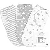 Little Seeds Adjustable Swaddle Blankets for Infants 0-3 Months – 3-Pack Organic Cotton Baby Swaddles for Newborn Boys & Girls – Soft, Snug & Hip-Healthy Swaddling Wraps