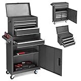 Winado 4-Drawer Rolling Tool Chest with Wheels & Lock, Tool Box with Large Storage Cabinet and Adjustable Shelf, Removable Portable Top Box for Garage, Warehouse, Factory