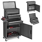 Winado 4-Drawer Rolling Tool Chest, 2-in-1 Large Storage Toolbox, Black