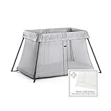 BABYBJORN Travel Crib Light - Silver + Fitted Sheet Bundle Pack ,Silver, One Size
