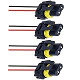 BlyilyB 4-Pack 9005 9006 HB3 HB4 Female Adapter Wiring Harness Sockets Wire Connector for Headlights Fog Lights