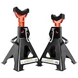 FITHOIST 6 Ton Jack Stands Heavy Duty 13,200LBs, Car Jack Stands for Trucks with Double Pin Locking & Rubber Pads, 15.6"-23.4" Adjustable for Garage, Home, Vehicle Lifting,1 Pair Black+Orange