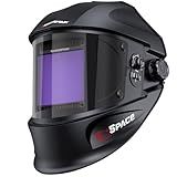 ARCCAPTAIN 3.94"X3.66" Welding Helmet Auto Darkening, 1/1/1/1 Top Optical Clarity Large Viewing Screen Solar Power Welding Hood with 4 Arc Sensor, Wide Shade 4-5/5-9/9-13 for TIG MIG ARC Welding CUT