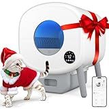 Cumrige Self Cleaning Litter Box, Large Capacity Automatic Cat Litter Box Self Cleaning for Cats, App Control,Safety Protection, 2 Roll Garbage Bags,White & Grey