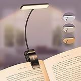 Gritin 19 LED Rechargeable Book Light for Reading in Bed with Memory Function- Eye Caring 3 Color Temperatures,Stepless Dimming Brightness,80 Hrs Runtime Lightweight Clip on Light for Book Lovers
