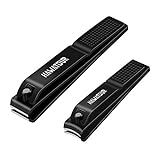 HAWATOUR Nail Clippers Set with Visibly Tin Case, Black