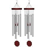 2 Pack Pgzsy Memorial Wind Chimes Outdoor Large Deep Tone, Elegant Sympathy Wind-Chime Personalized with 6 Tuned Tubes for Garden Patio Balcony and Home