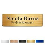 EDSG Custom Magnetic Name Tags Personalized Metal/Gold Name Badge Pin - 1 Inch x 3 Inches Engraved Tag with Pin or Strong Magnetic Backing for Business Employees, School, Office (Gold, 1“x3”)