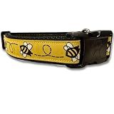 Medium Dog Collar — Bumblebee Adjustable Nylon Durable Cute Bee Pattern Handmade Pet Collar