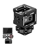 3 Port Cold Shoe Mount with 1/4"-20 Thread for Camera Cage Flash LED Monitor Microphone etc., Aluminum Camera Triple Cold Shoe Extension Bracket Compatible with Nikon, Canon, Sony..DSLR/SLR
