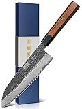 HOSHANHO Santoku Knife 7 Inch, Japanese Hand Forged Chef Knife, Ultra Sharp High Carbon Steel Kitchen Knife with Octagonal Rosewood Handle