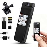 BLVBWSD 128G Mini Body Camera with Audio & Video Recording – 1080P Body Cam with 180° Rotating Lens, 6H Playtime, Hands Free Recording Wearable Camera for Work, Guard Duty, and Travel Recording.