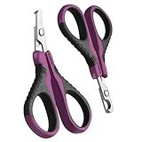 JAZZZNAP Cat Nail Clippers, Pet Nail Cutter Kitten Nail Trimmers for Cat, Puppies, Birds, Curved and Flat Tips with Non-Slip Handle, Purple 2Pcs