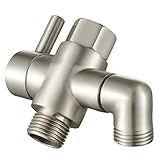 Shower Arm Diverter Valve Brass G1/2 3 Way Universal Bathroom Shower System Component Replacement for Handheld Shower Head and Fixed Spray Head, Brushed Nickel
