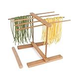 Pasta Drying Rack,Wood Spaghetti Making Tools,Collapsible 8 Bars Noodle Cooling Rack for Fresh Pasta Noodle Spaghetti Dryer Hanging Stand kitchen-aid Large with Rolling Pin