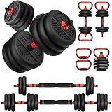 Adjustable Weights Dumbbells Set, Free Weights Workout Equipment Used as Barbell/Kettlebells/Push up Stand, Fitness Workout Equipment for Home Gym for Youth,Women/Men, 20lb (10lb*2)