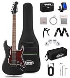 Tostar Electric Guitar Kit with Amp HSS Pickup Beginner Electric Guitar Stratocaster with Gig Bag,Capo,Tremolo, Strap, Picks 39" Full Size Electric Guitars Heavy Metal 6 String for Gifts Satin Black